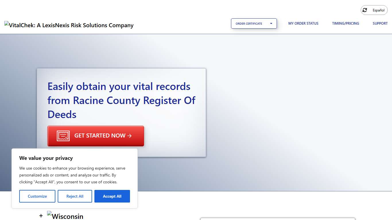 Racine County Register Of Deeds (WI) | Order Certificates - VitalChek