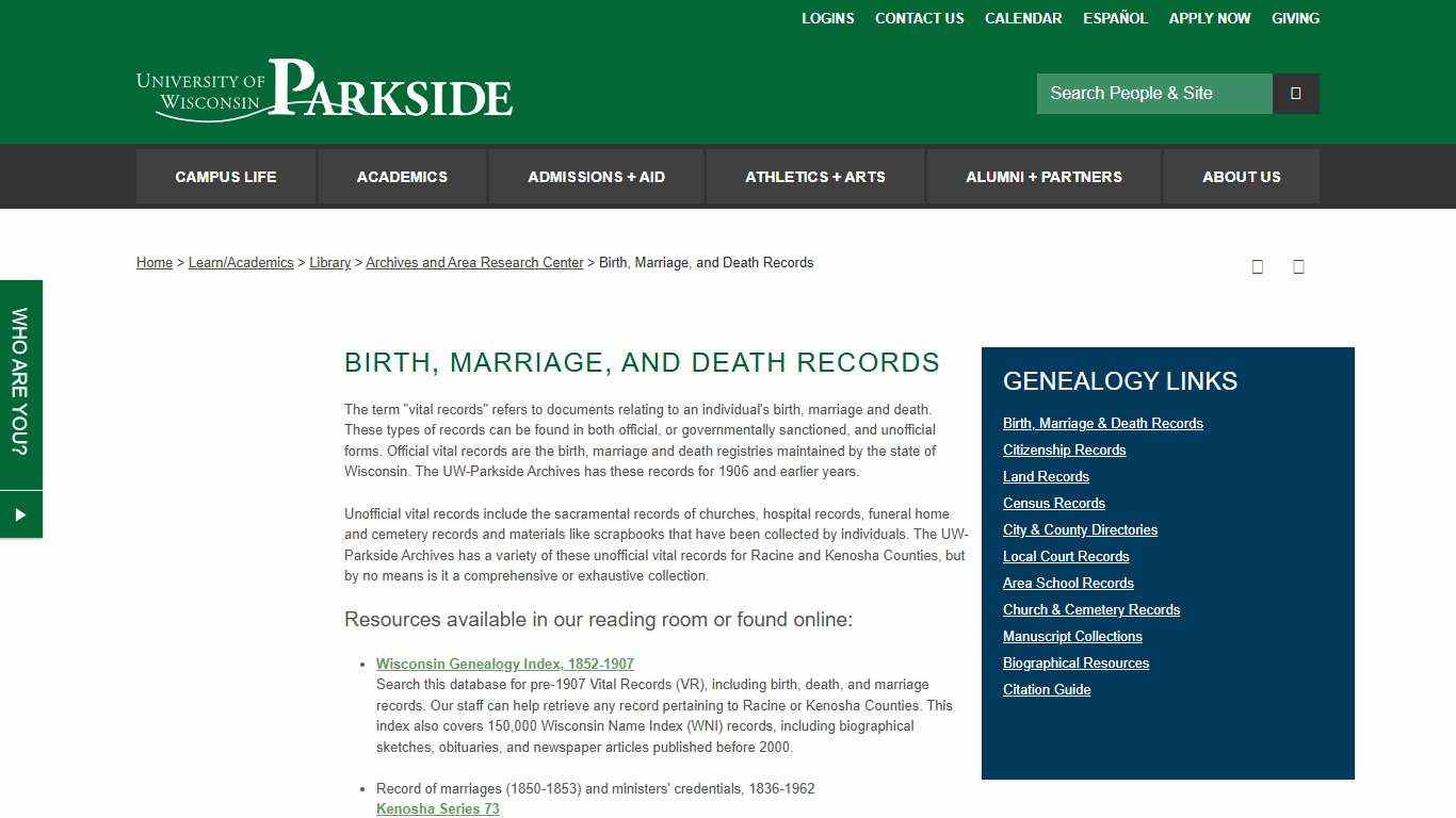 Birth, Marriage, and Death Records