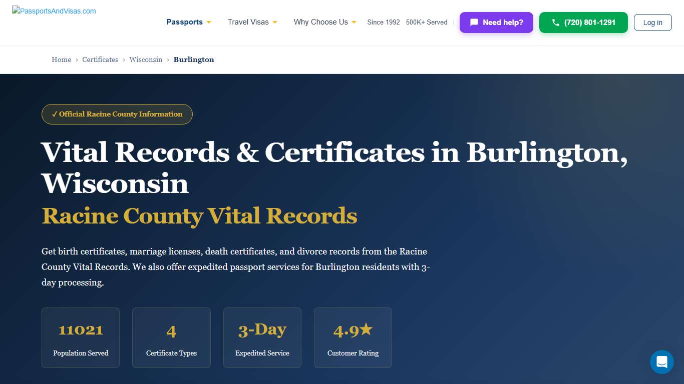 Birth, Marriage & Death Certificates in Burlington, WI | Racine County Vital Records